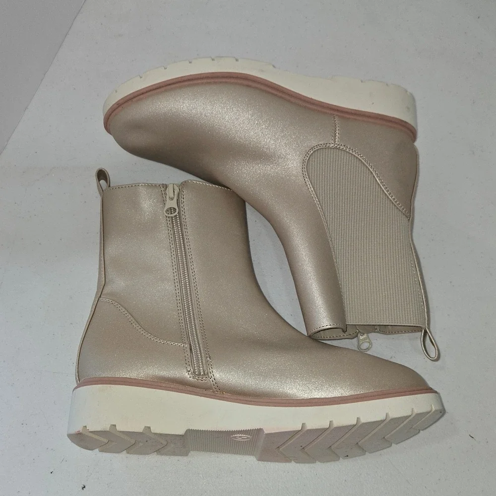 Art Class Girls Size 5 Champagne Gold Shimmer Chelsea Boots F16751283 093120374